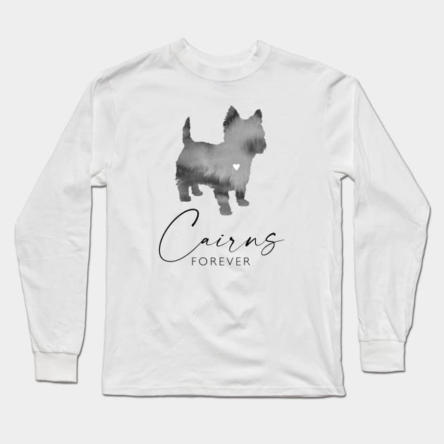 Cairn Terrier Dog Lover Gift - Ink Effect Silhouette - Cairns Forever Long Sleeve T-Shirt by Elsie Bee Designs